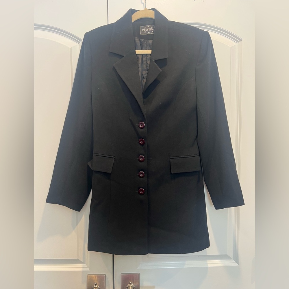 Christina Black Blazer with Burgundy Buttons